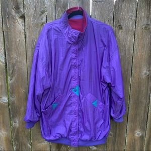 Vintage | Men’s Retro Reversible Zip Windbreaker Jacket OSFA